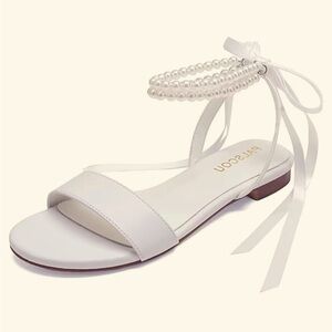 PALSCOU Bridal Sandals Flat Open Toe Size 10